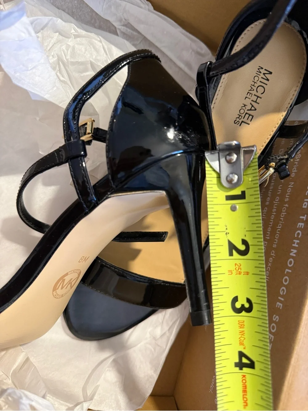Michael Kors Black Patent Leather Ankle-Strap Heels, size 8M